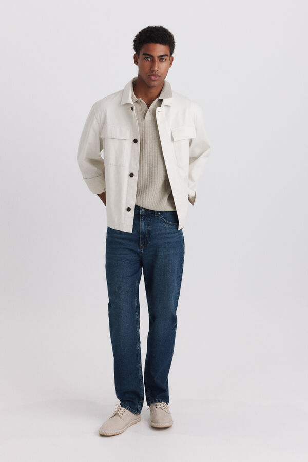 Springfield Overtinted wash straight fit jeans blue