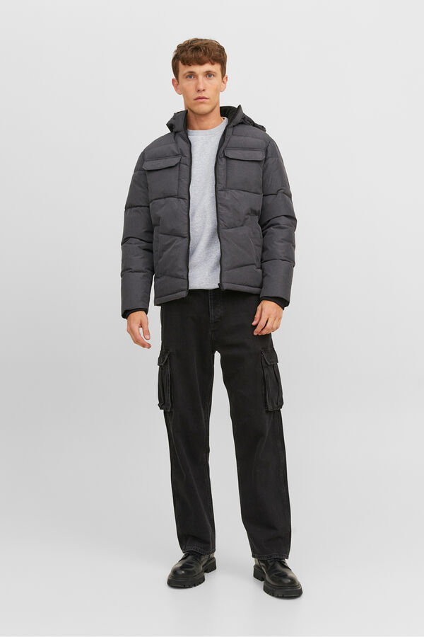 Jack & Jones Sweatshirt básico com gola redonda cinzento