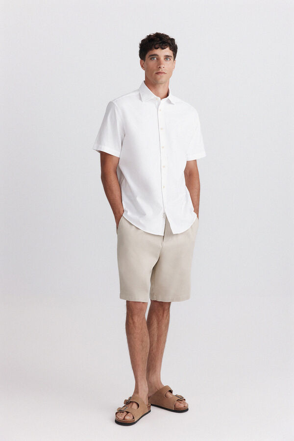 Springfield Chemise oxford &agrave; manches courtes blanc