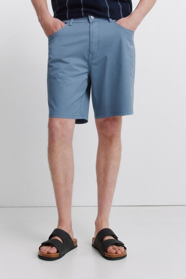 Springfield Lightweight 5-pocket washed regular fit Bermuda shorts blue