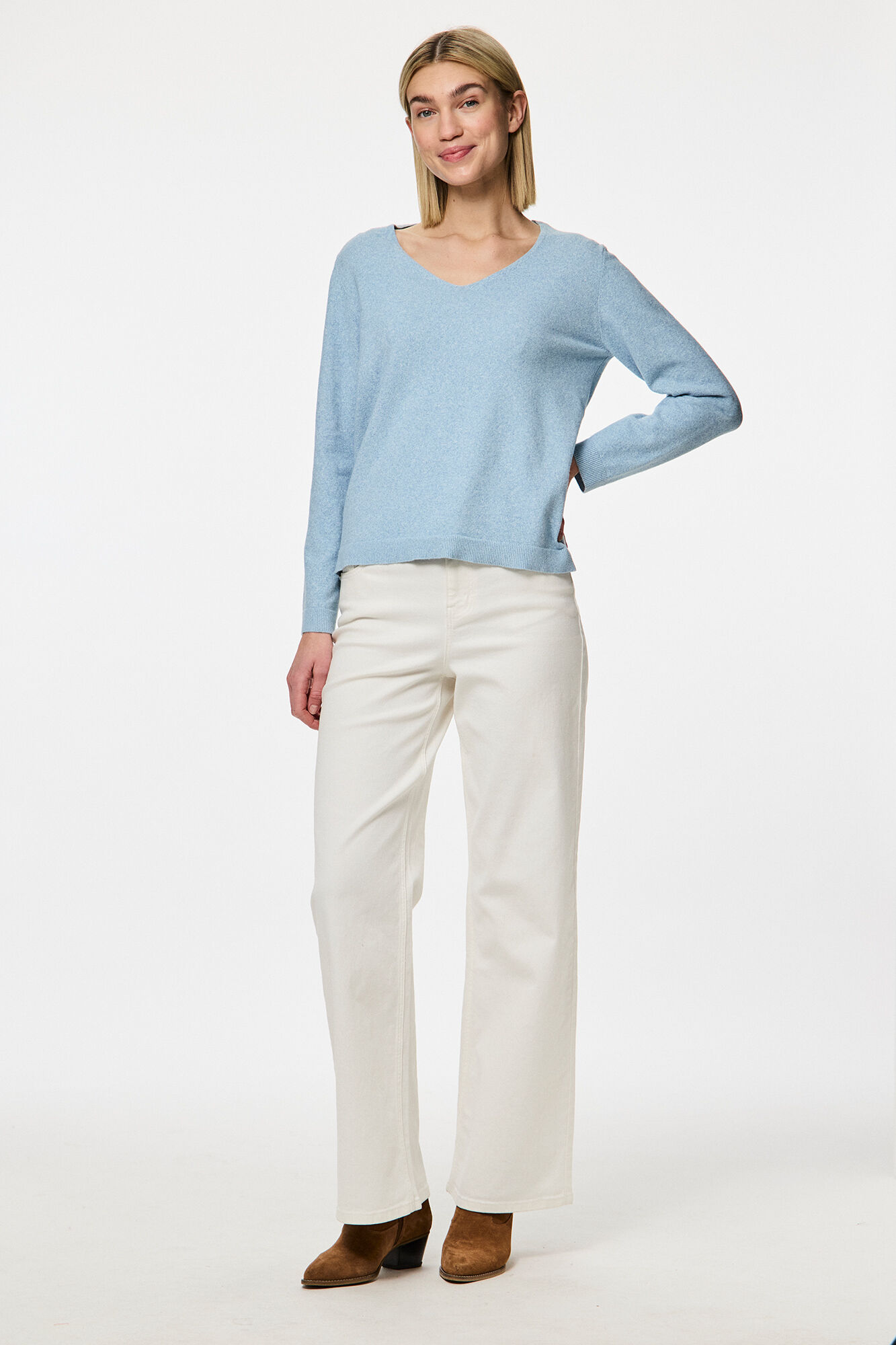 Pieces Einfacher V-Ausschnitt-Pullover