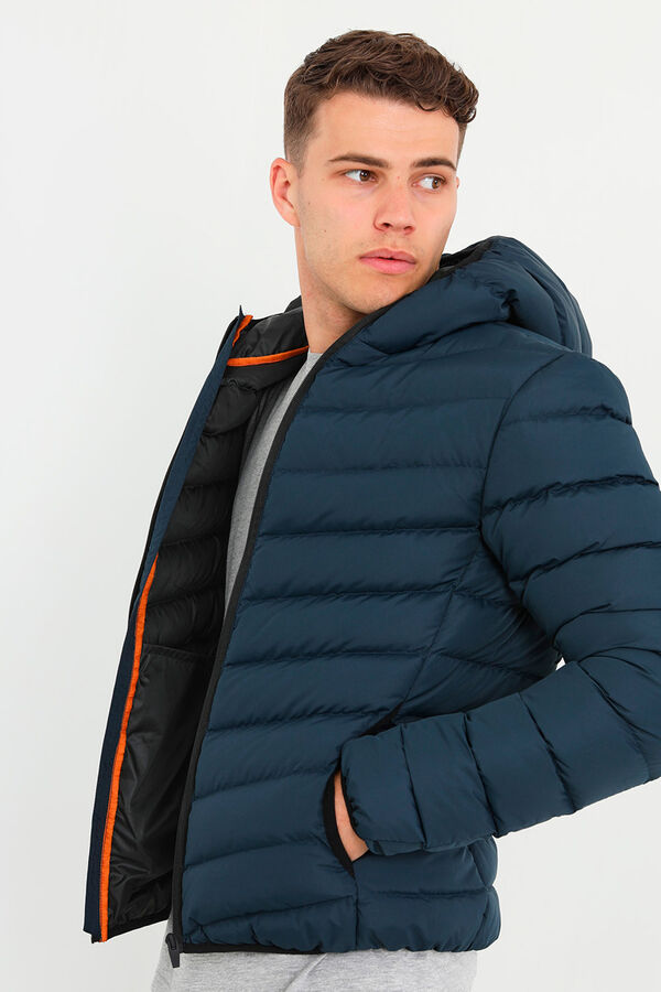 Springfield Puffer jacket with hood tamno plava