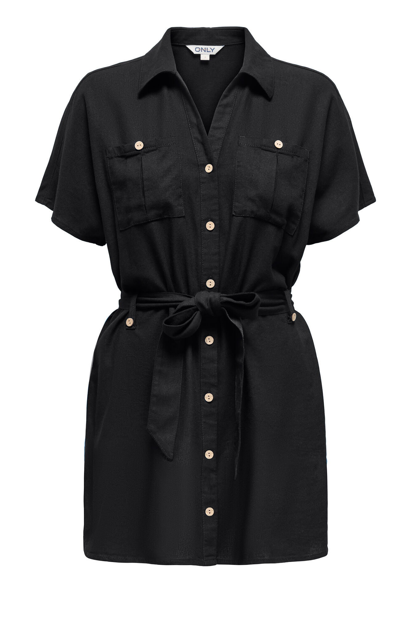 Only Vestido corto camisero de lino