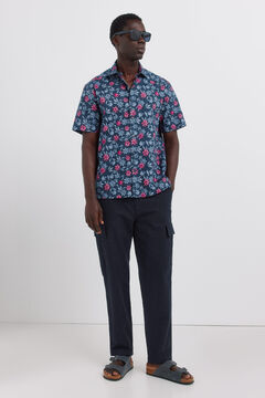 Springfield Linen comfort slim fit cargo trousers