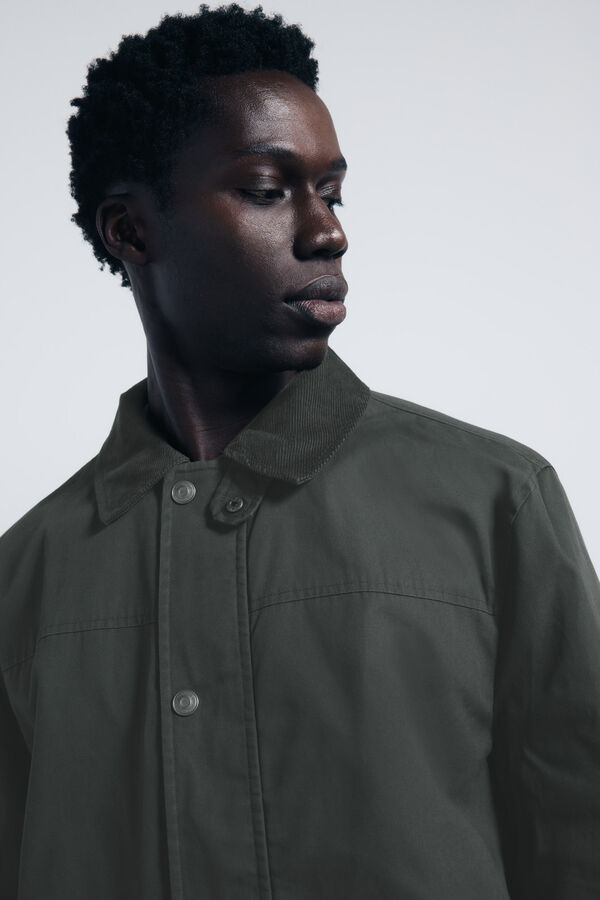 Springfield Parka curta de gola veludo Caqui escuro