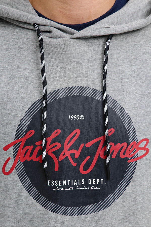 Jack & Jones Sudadera logo con capucha gris