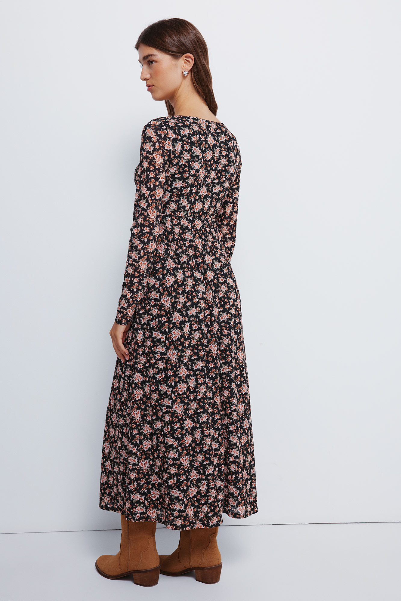 Springfield Damenkleid Mit V-Ausschnitt & Kordelzug – Lässiges Design Mit Rüschenärmeln, Urbaner Style