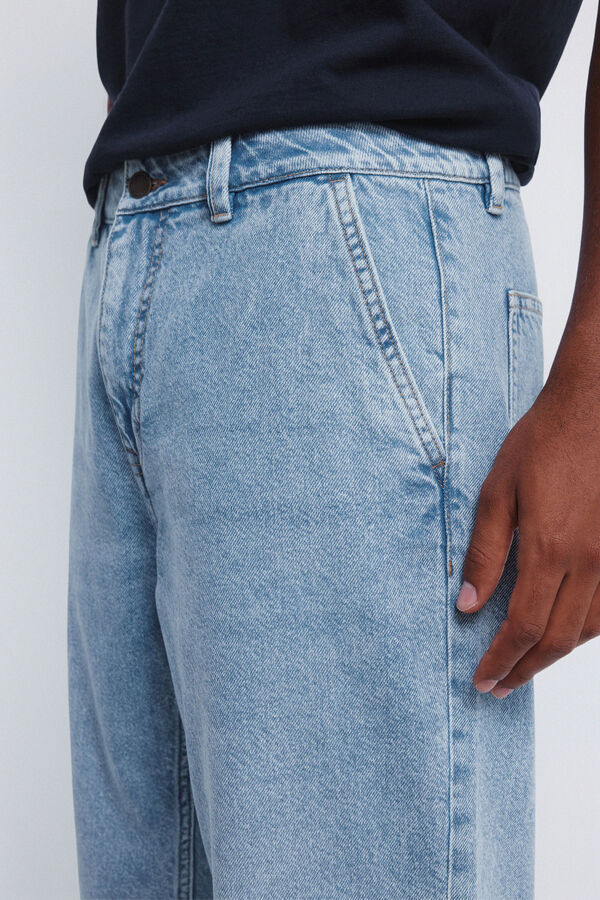 Springfield Calça jeans calças chino lavada azul