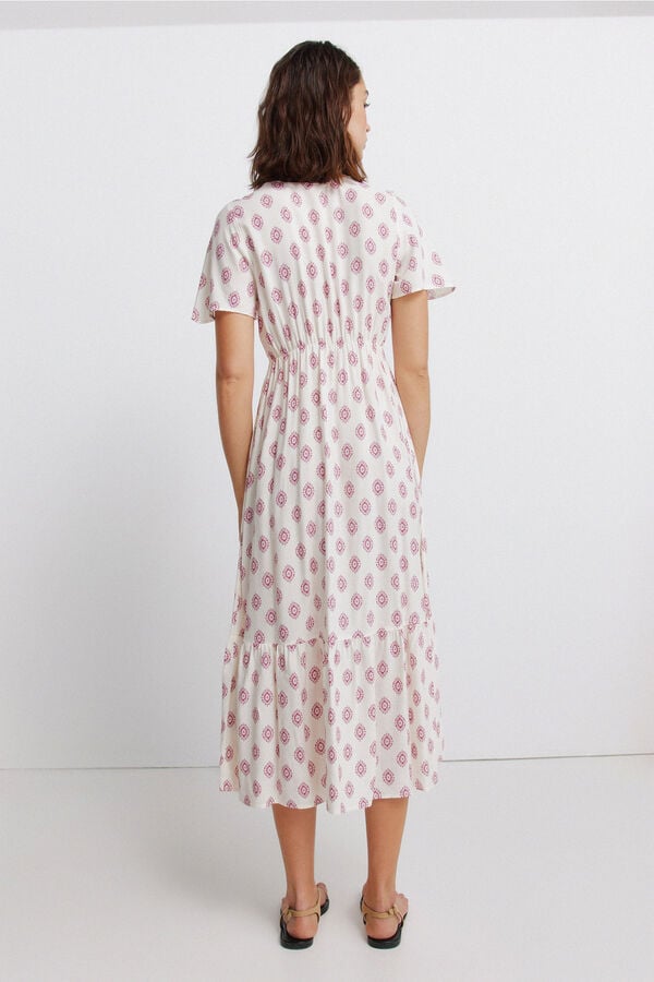 Springfield Robe midi en dentelle &agrave; manches courtes blanc