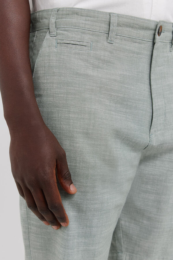 Springfield Bermude od chambray tkanine udobnog slim fit kroja Zelena