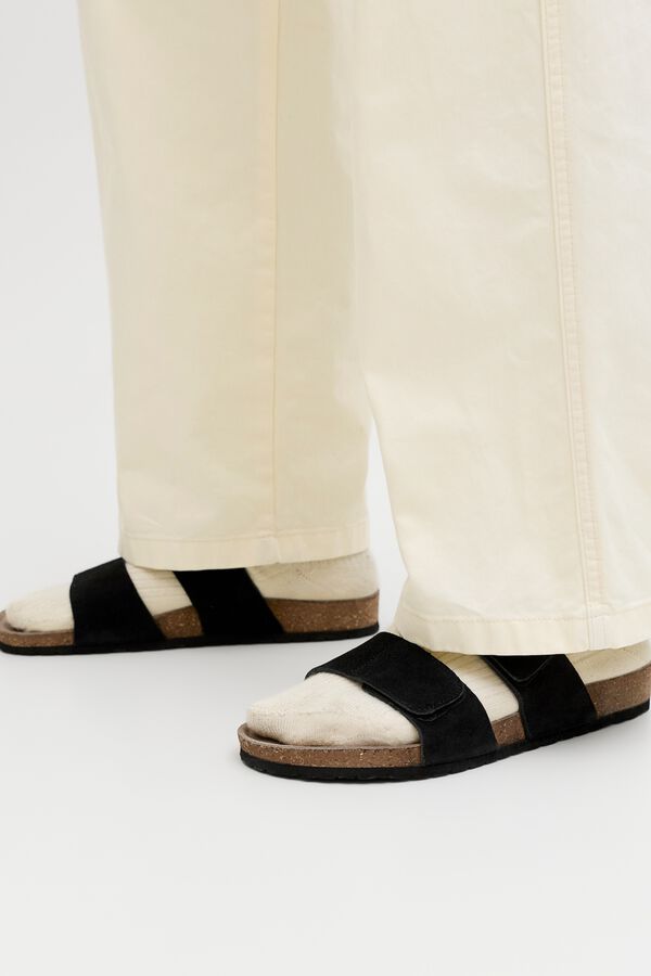 Jack & Jones Veloursleder-Sandalen mit Gummisohle Schwarz