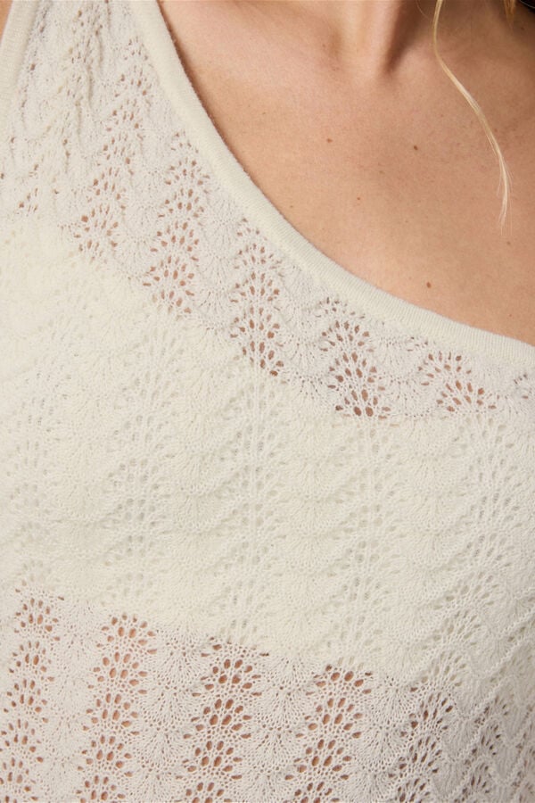 Springfield Asymmetric crochet dress white