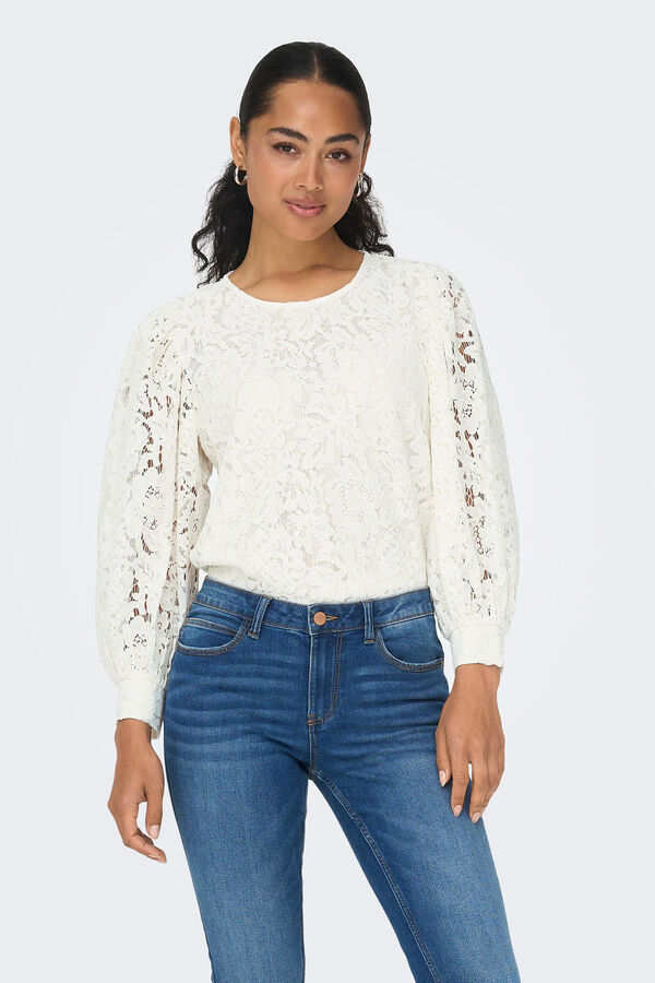 Springfield Long sleeve lace blouse white