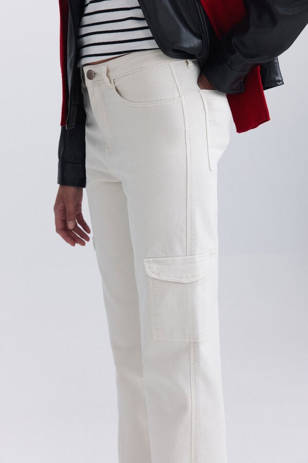 Springfield Jeans droit cargo beige