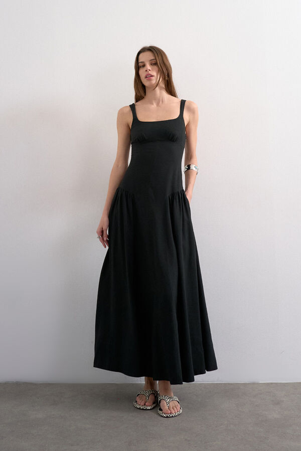 Topshop Long strap dress black