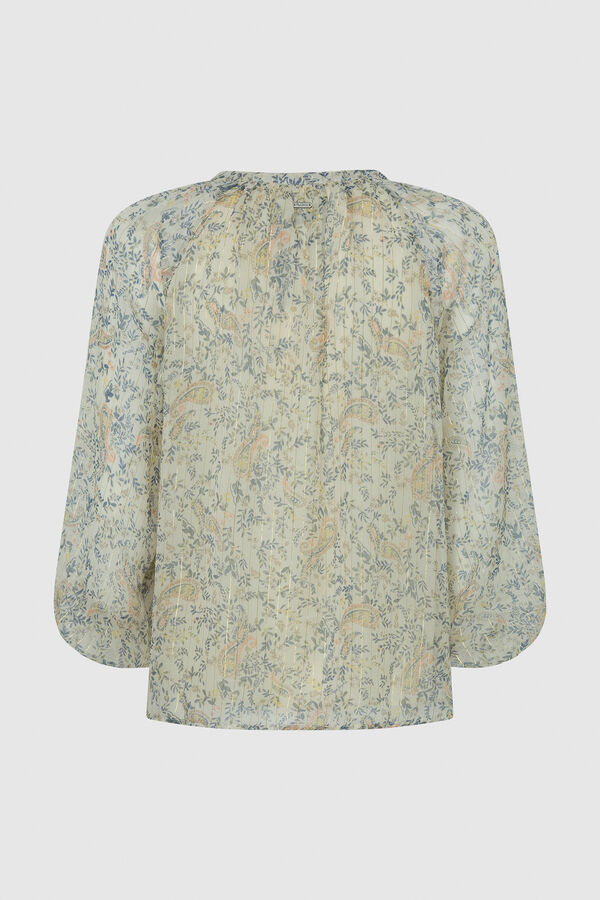 Springfield Printed lurex chiffon blouse boja slonovače