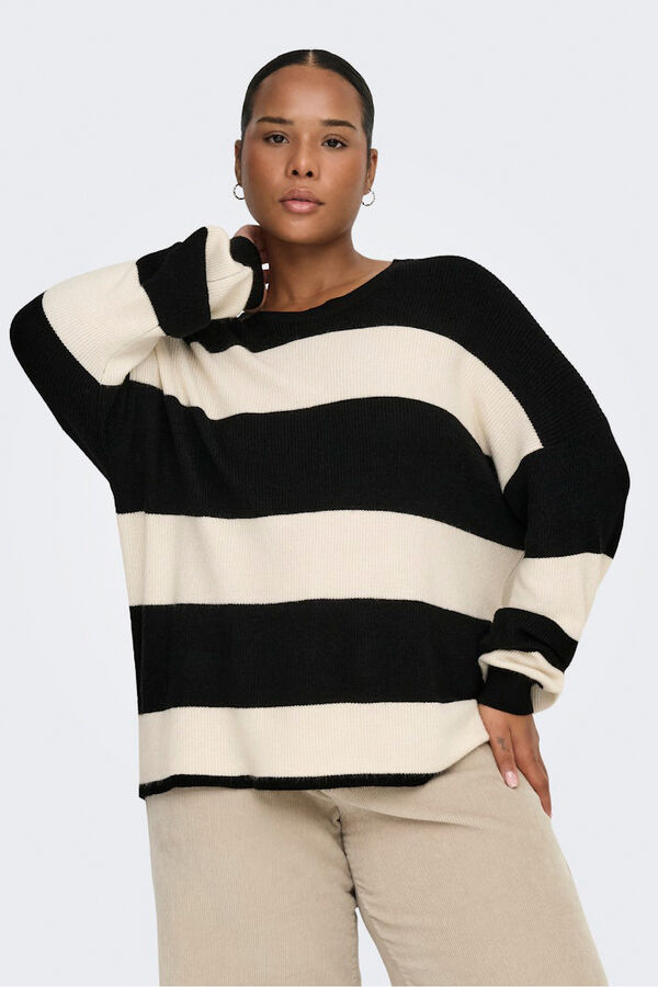 Only Carmakoma Jersey de rayas talla grande negro