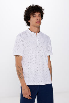 Springfield Poloshirt Piqué Slim Fit mit Print Weiß