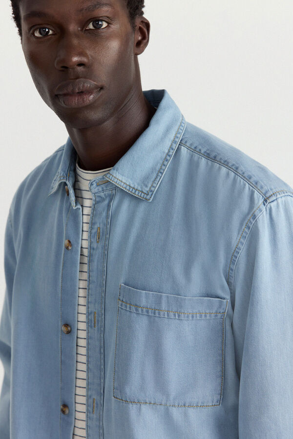 Springfield Surchemise en jean coupe overshirt bleu