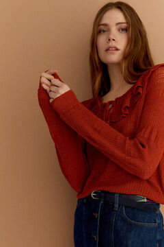 Springfield Pullover Pointelle braun