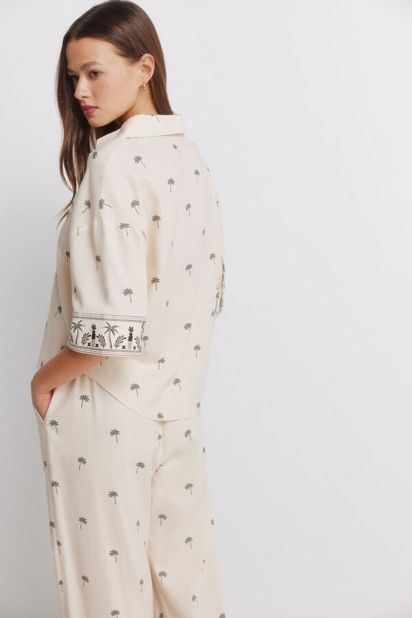 Springfield Chemise manches courtes imprim&eacute;e oversize nude