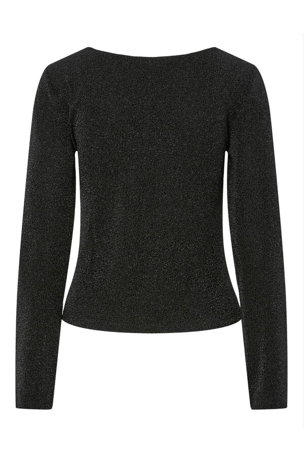 Pieces Top lurex manga larga negro