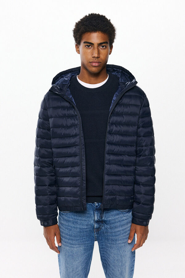 Springfield Quilted hooded jacket navy