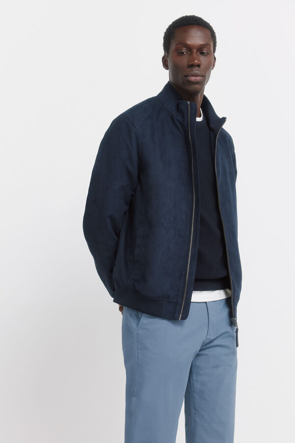 Springfield Slim fit micro-print trousers blue