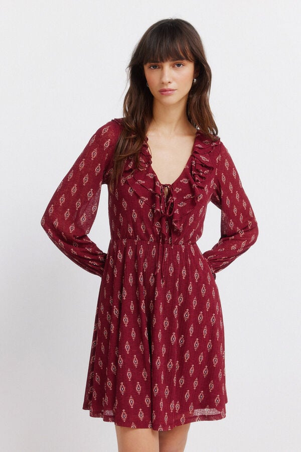 Springfield Print ruffle short dress printed