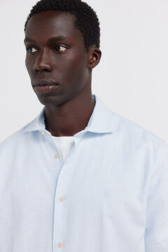 Springfield Chemise manches courtes en lin micro ray&eacute;e