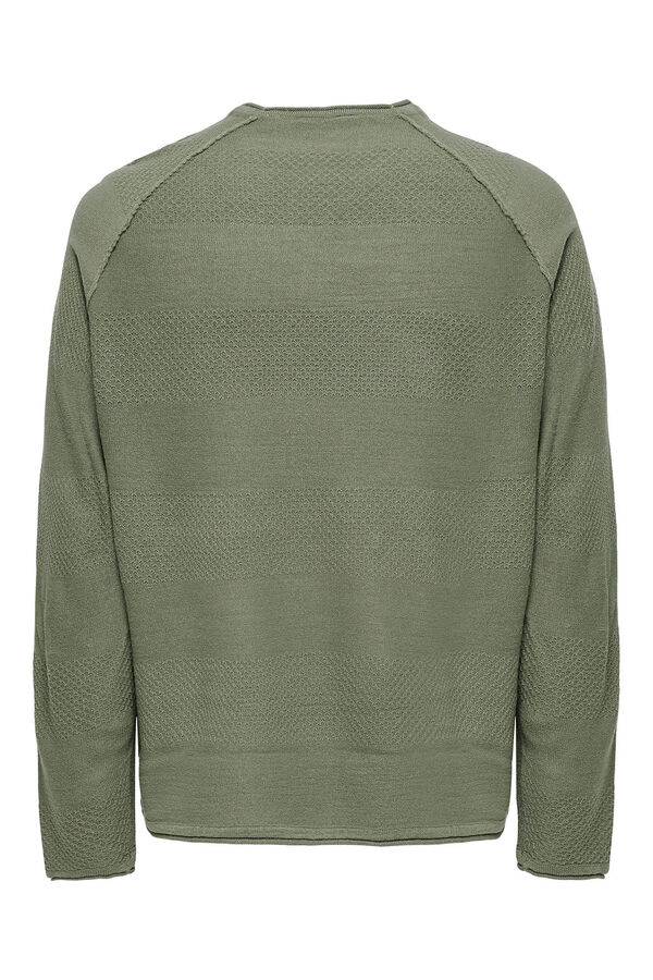 Only & Sons Su&eacute;ter masculino com gola redonda e regular fit.  verde