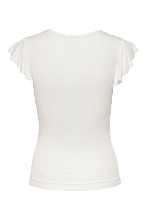 Only Fitted top with ruffles white