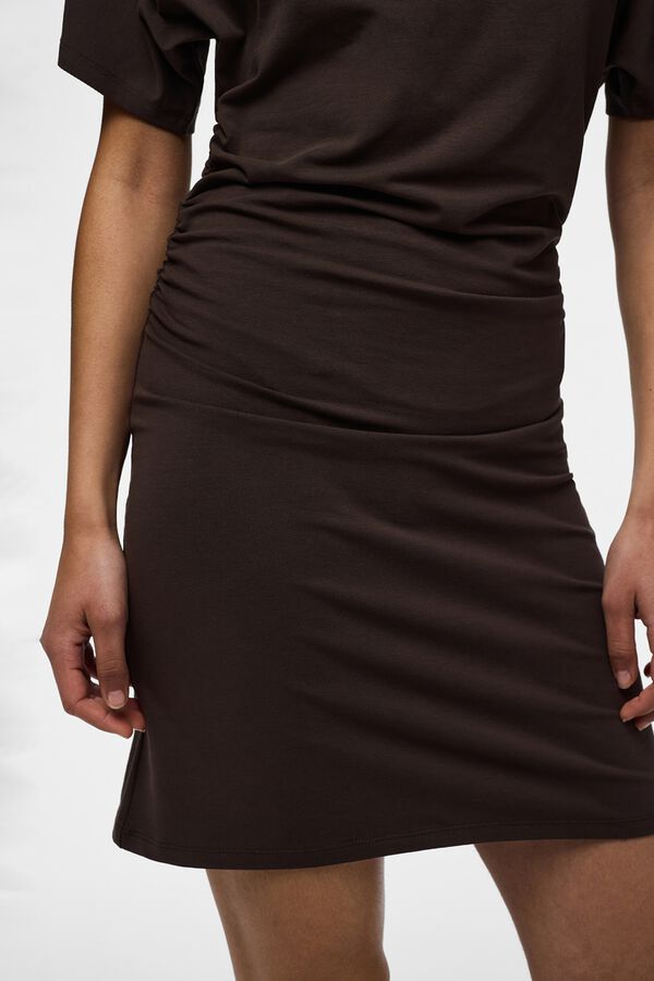 Pieces Short ruched dress brown