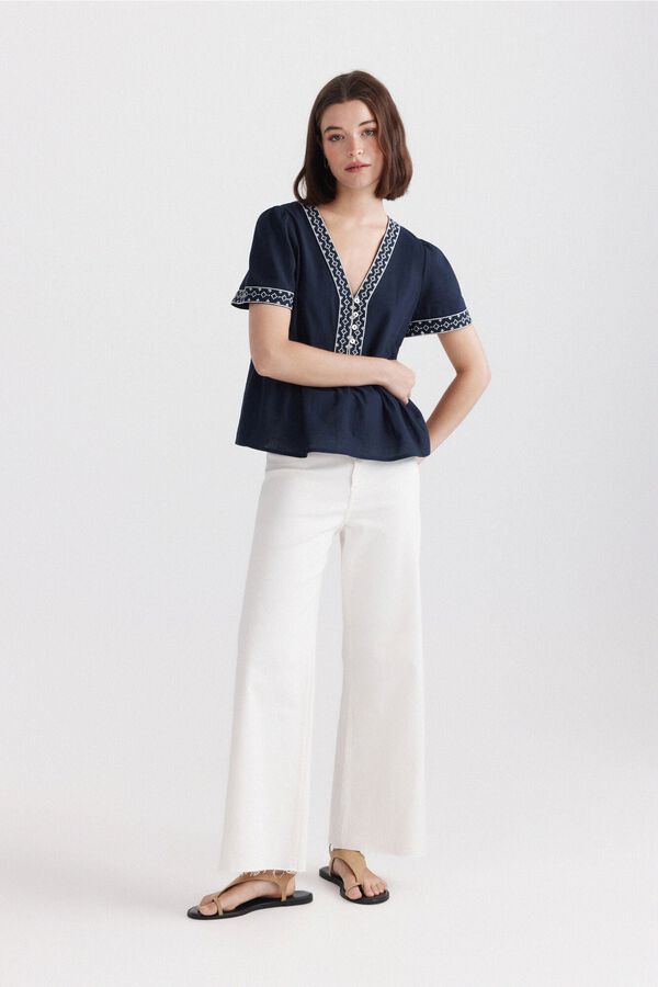 Springfield Peplum shirt with neckline details blue