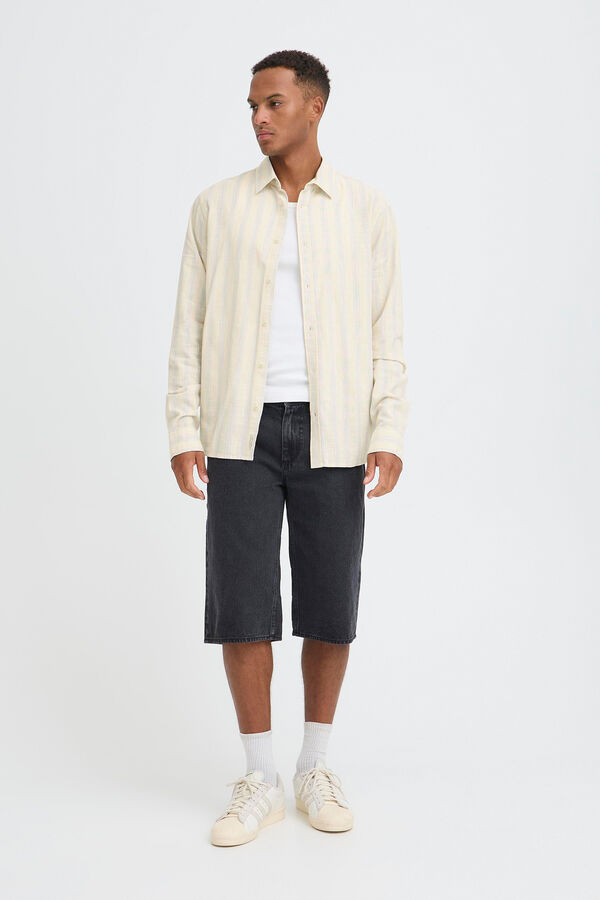 Blend Camisa de algod&atilde;o de manga comprida azul