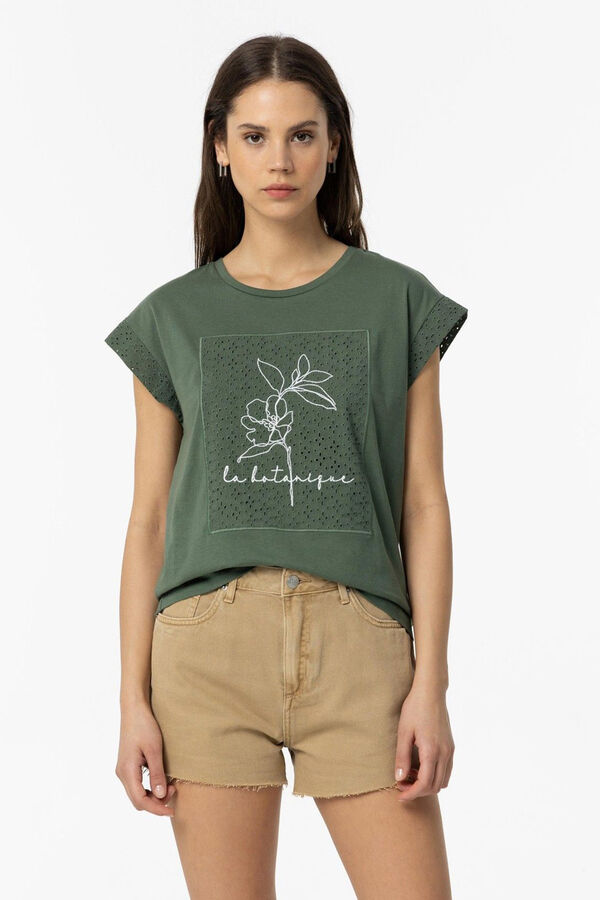 Springfield T-Shirt mit Stickerei vorne grün