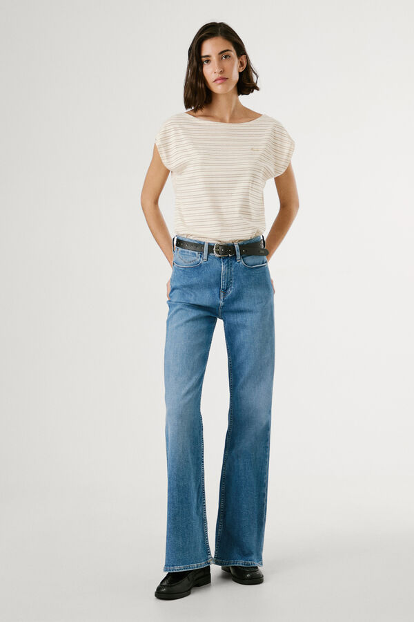 Pepe Jeans short sleeve striped T-shirt with back slit printed