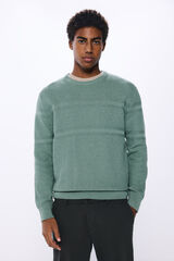 Springfield Striped structured jersey green