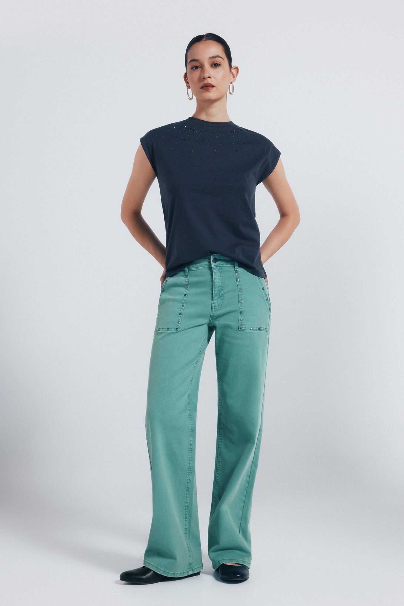 Springfield Studded culottes jeans