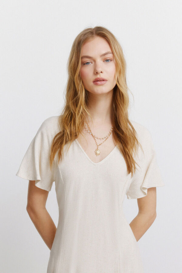 Springfield Crossed back midi dress nude