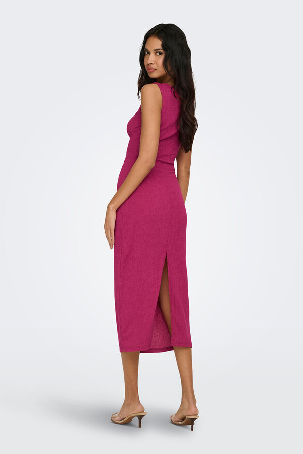 Only Vestido midi textura fucsia