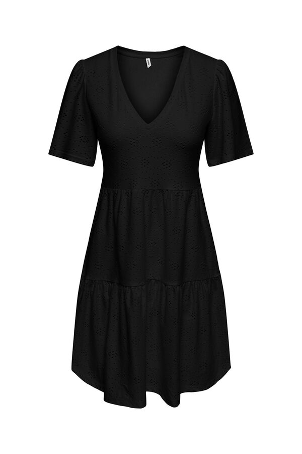 Only Vestido corto troquelado negro