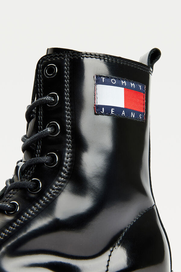 Springfield Black Tommy Jeans lace-up boot fekete