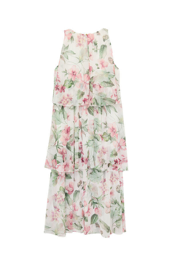 Koton Floral chiffon long dress rose