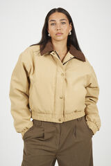 Brave Soul Chaqueta bomber con cuello pana beige