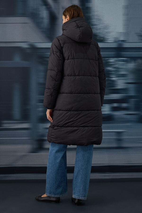 Springfield Veste longue matelass&eacute;e thermique &agrave; capuche noir
