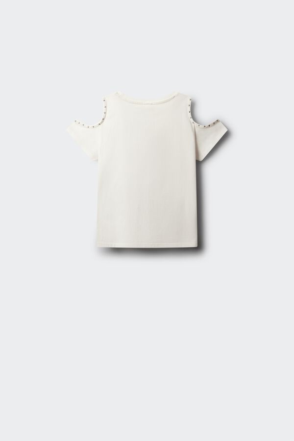 Springfield Kids T-shirt de manga curta ombros descobertos com tachas menina bege