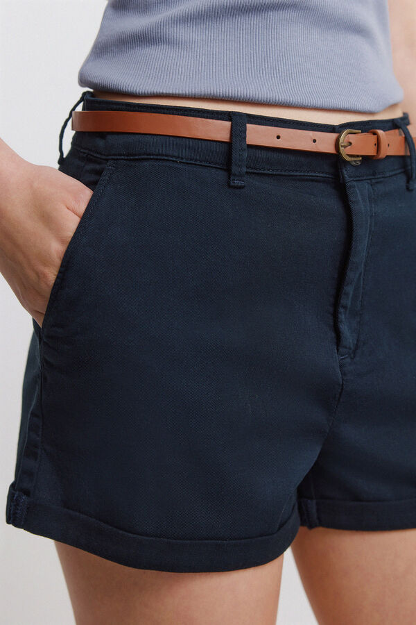 Springfield Kratke chino hlače od pamuka Plava