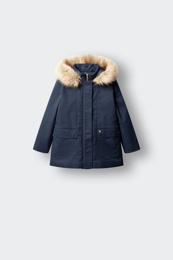 Springfield Kids Parka com broche para menina azul