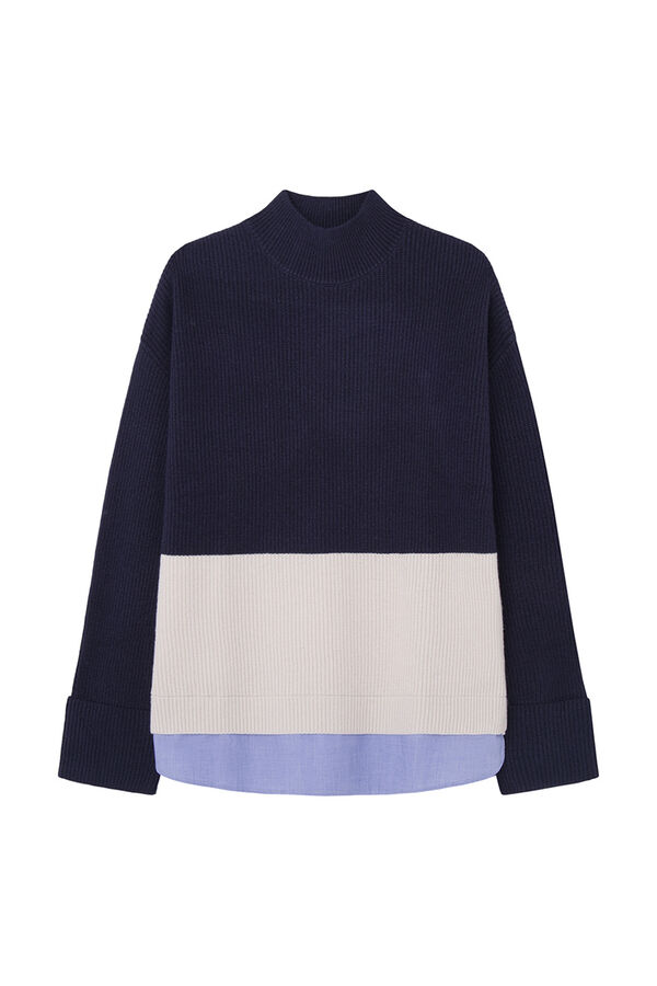 Springfield Colour block two-material jumper navy mix